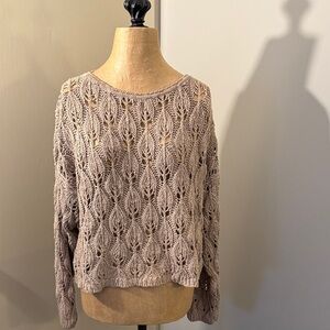 Crochet Taupe  brown Knit Sweater